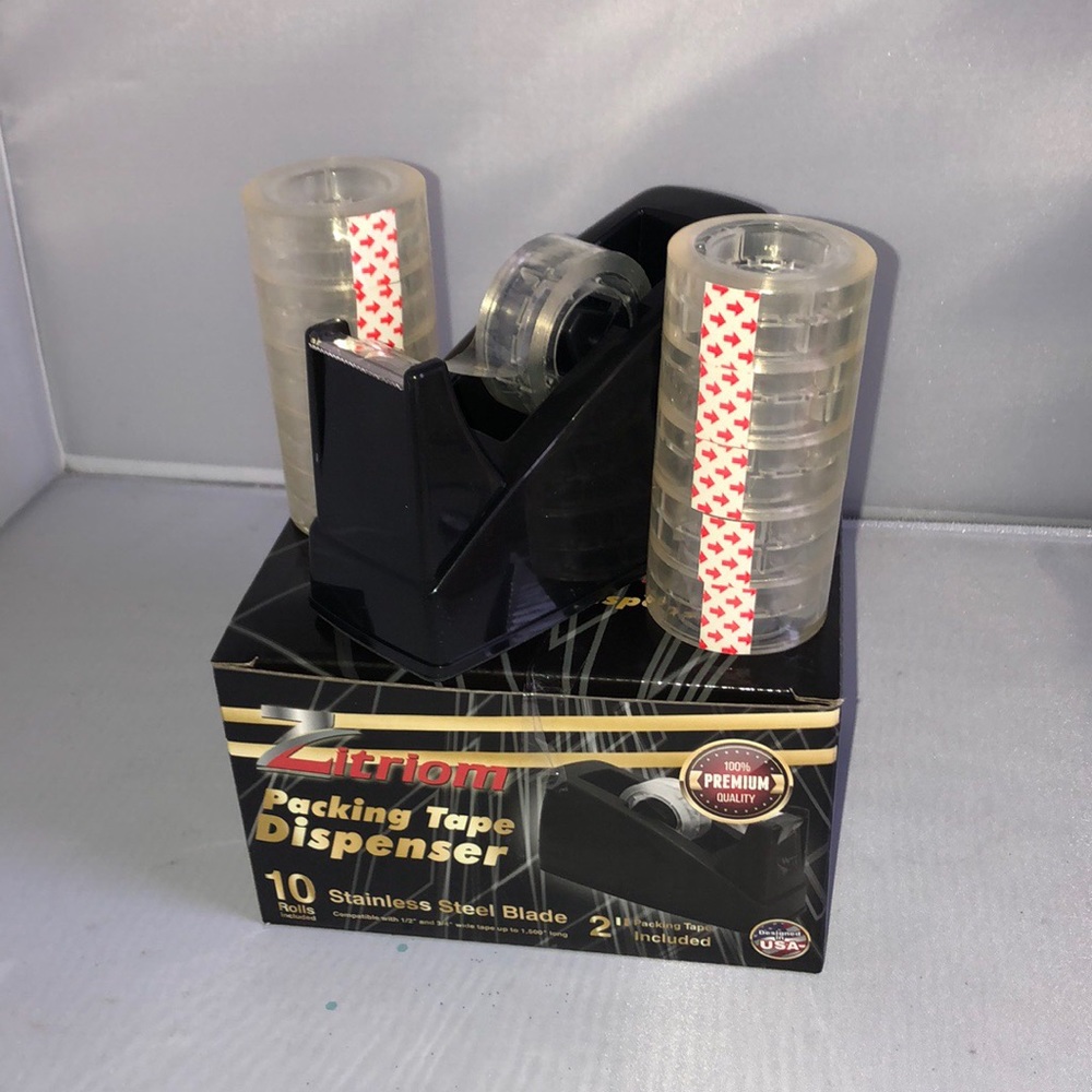 COPY - Rubber base waited tape dispenser & 10 rolls tape *WRAPPING SEASON SOON*